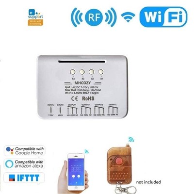 MHCOZY 4CH Wifi RF Wireless Switch Relay,Inching Self-Locking Interlock Mode,Fo