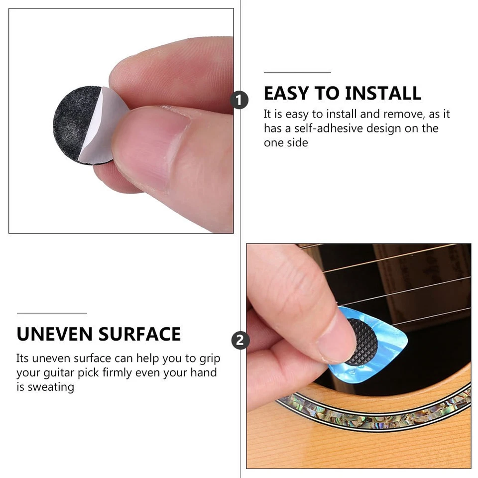 40Pcs Reusable Rubber Guitar Pick Grips Anti Slip Black Guitar Accessories - Image 2 of 4