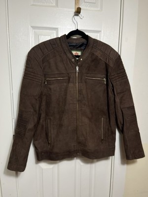 D'Rumi Mens Leather Jacket 3XL Brown Quilted Moto Biker Cafe Racer Piel Mexico