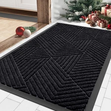 Front Door Mat Outside Entrance, Heavy Duty Sturdy Natural Rubber Doormat, Trap 