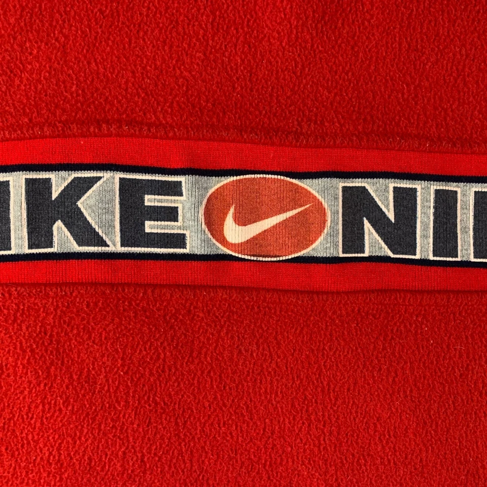 Sudadera Nike De Colección Para Hombre XL Roja Swoosh Central 1/4 Cremallera Hecha en Italia Años 90 Foto 3 de 4