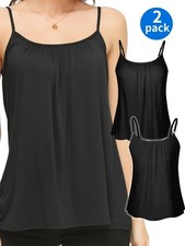 2 Pack Women Loose Fit Cami with Built in Bra Casual Flowy Swing Tank Tops Shirt
