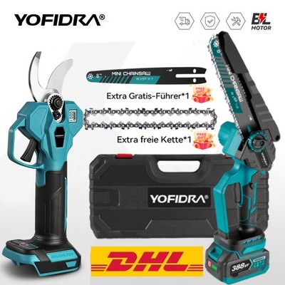 8 Zoll Mini Elektro Akku Kettensäge Mit 2xAkku +28mm Akku Astschere Gartenschere