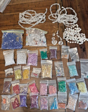 Large Bulk Lot Of Craft Jewelry Plastic Beads Many Sizes  Colors 2 Pounds 5oz