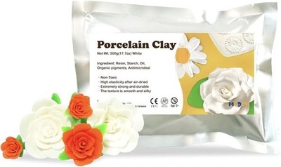 Air Dry Flexible Porcelain Clay White, 1.1 lbs (500g) | Cold Clay for Flower ...