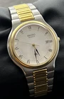 Vtg 1989 SEIKO SQ Date Men’s 38mm Quartz Watch Gold Steel Case Bracelet White