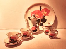 VTG Tiny Tea Set Dollhouse Mini Porcelain China Cobalt Blue White 10 Pc EUC
