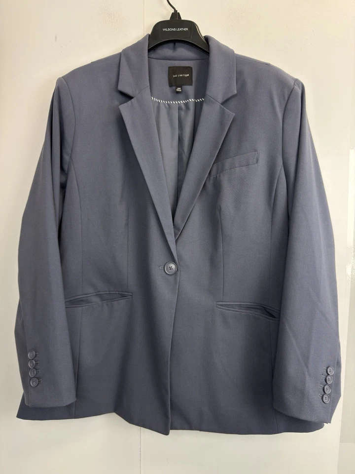 Chaqueta y pantalón elástico The Limited 2 piezas azul grafito traje talla grande 18W/20W Foto 2 de 4