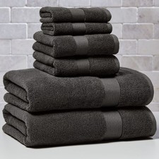 Better Homes Gardens Signature Soft Solid Cotton 6 Piece Towel Set,Gray