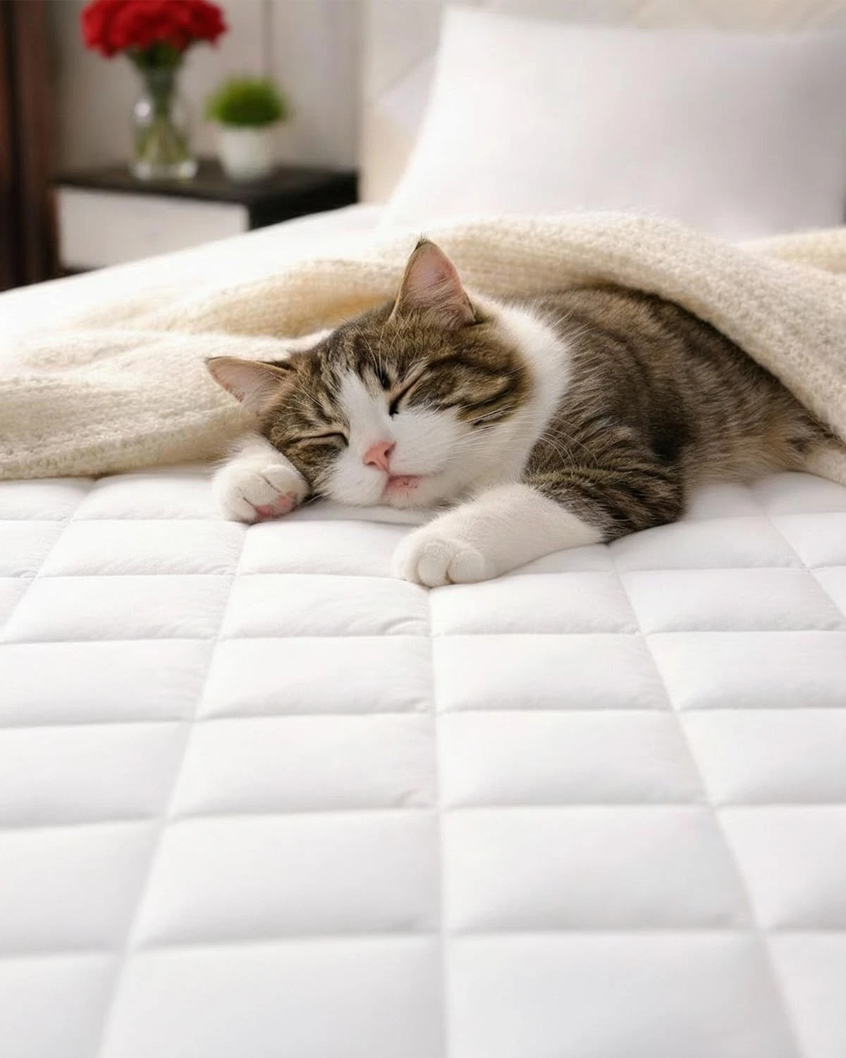 Quilted Fitted Mattress Pad Protector Queen Size - Elastic Fitted Mattress To...
