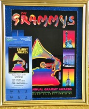  45th Annual Grammy Awards Framed Peter Max Cover & Unused Ticket for Show/Party