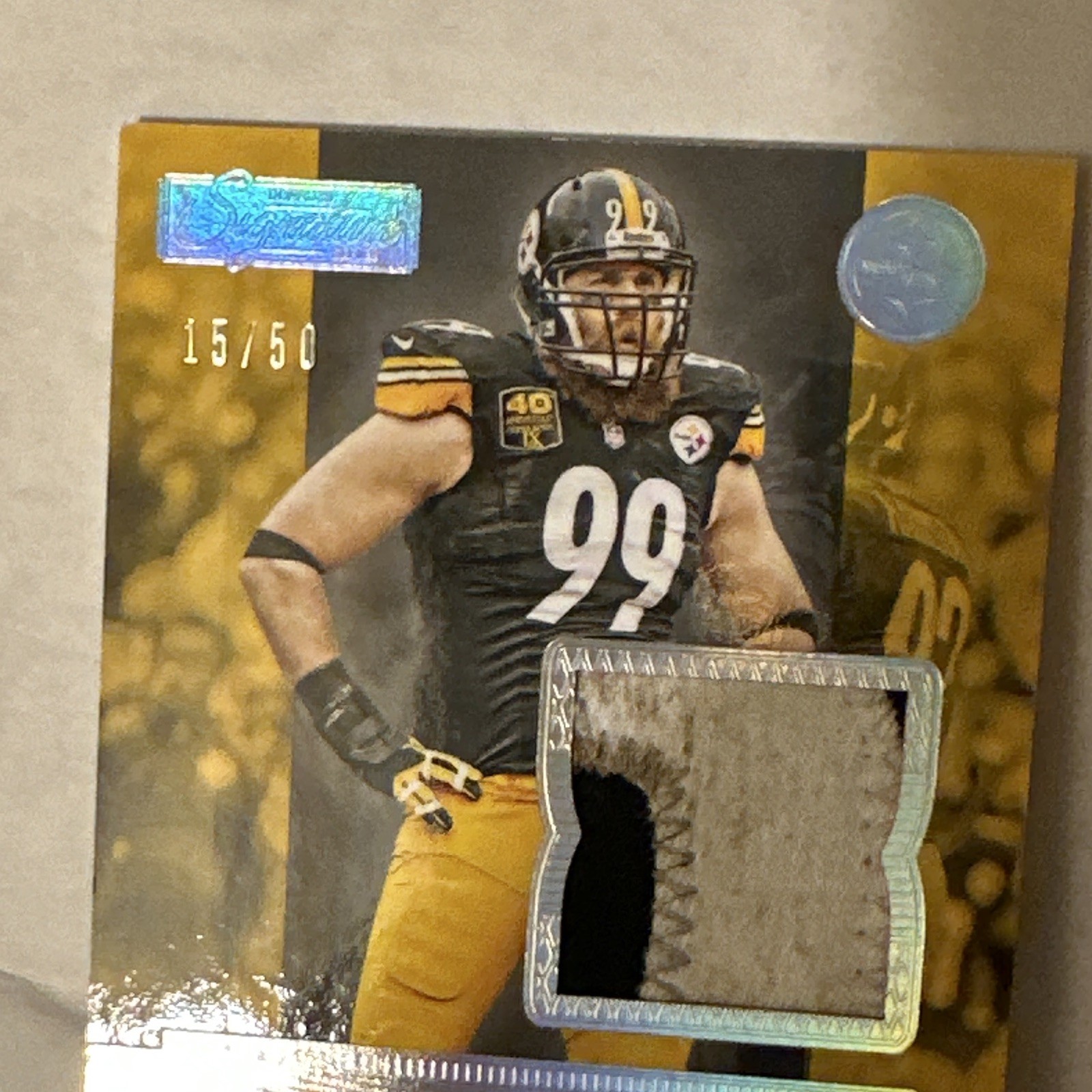 Panini Signatures Brett Keisel Auto refractor dirty game usedPatch Steelers /50 view 6