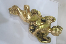 Beautiful Gold  Heavy Plaster Putti Cherub, With Hanging Loop 29 cm
