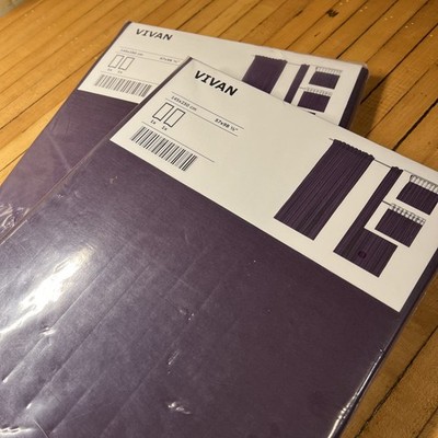 IKEA VIVAN 2 Pairs of Curtains Deep Purple Lilac 57 x 98.5'' (145 x 250 cm) NEW