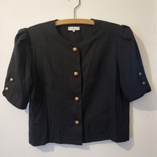 True Vintage 80s Style Jacket With Shoulder  Pads Flattering Fit Black Retro 12