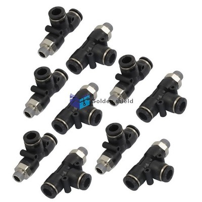 10 Pcs 1/8'' PT Male Thread 8mmPneumatic PushIn Fittings T Joint Connectors  #nm