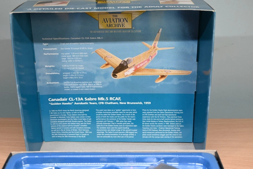 Corgi 1/72 Scale AA35806 - Canadair CL-13A Sabre Mk5 RCAF Golden Hawks Aerobatic - Image 2 of 4