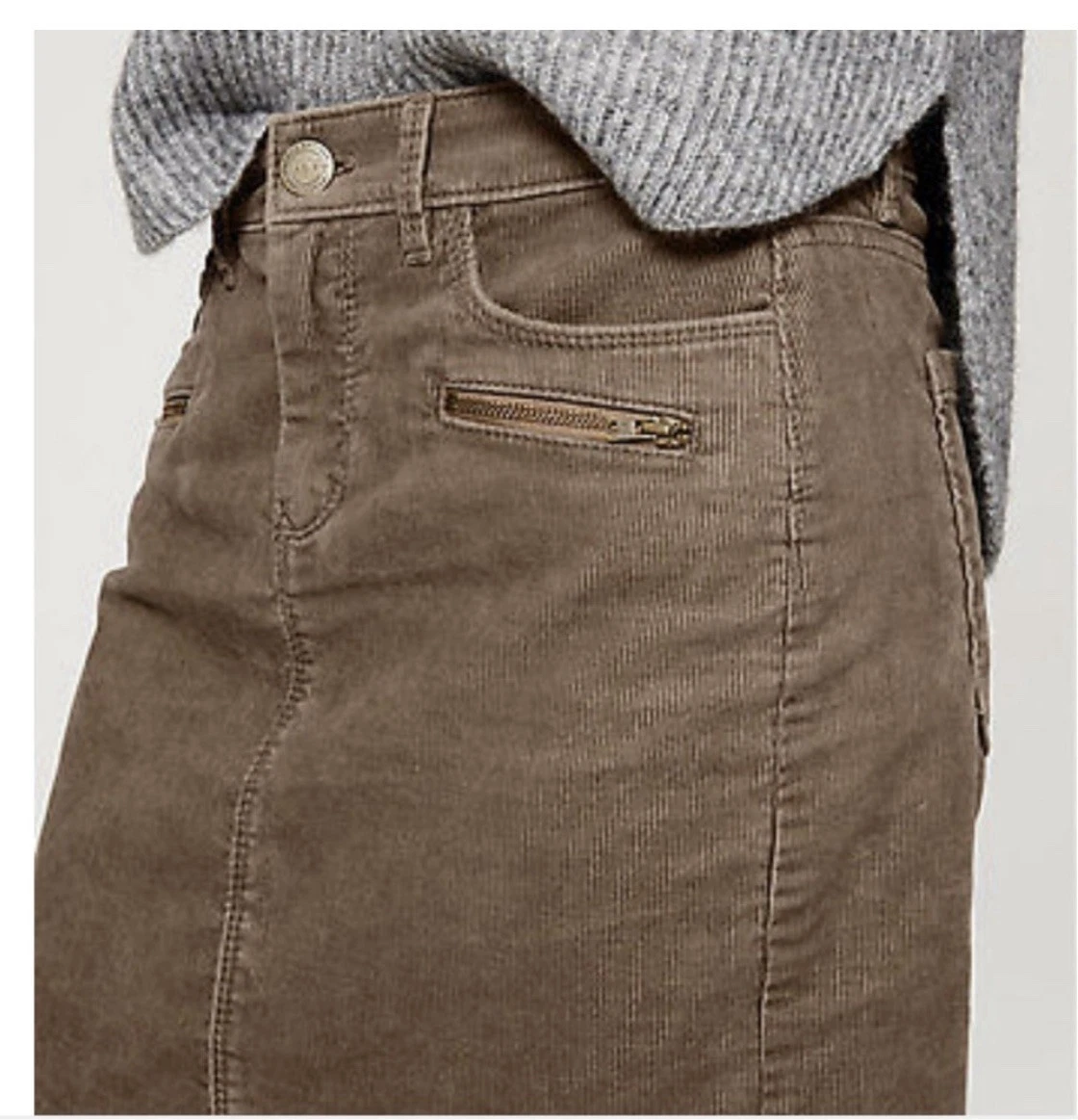 NWT Made And Loved Ann Taylor Loft Gray Corduroy Cotton Mini Skirt Size 27 or 4