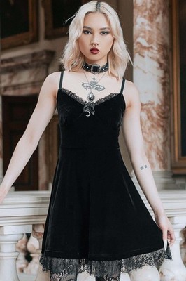 Killstar Moonstruck Mini Dress Womens V-Neck Goth Alternative