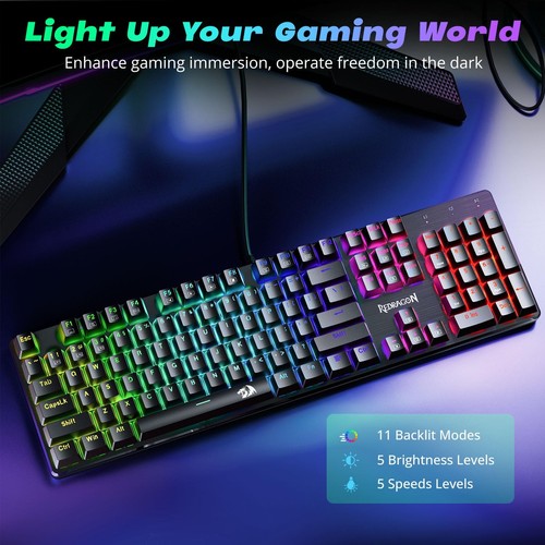 Redragon Mechanical Gaming Keyboard Wired, 11 Programmable Backlit Modes, Hot... - Picture 2 of 9