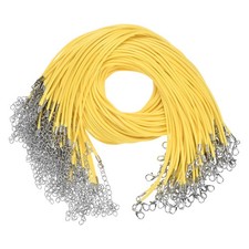 100 Pack 18" Waxed Necklace Cord, 2mm Bracelet Cord with Lobster Clasp Yellow