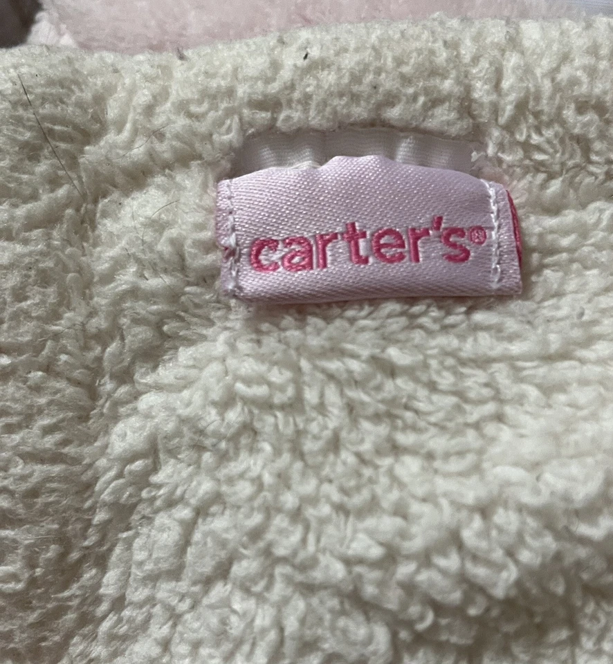 Carter's Beige Pink 3D Bear Face Ears Trim Fleece Blanket Lovey Cream 30 x 40 - Image 3 of 4