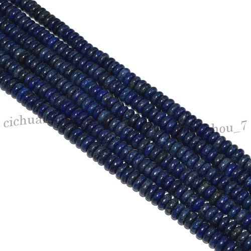 3x8mm Natural Blue Lapis Lazuli Spacer Smooth Rondelle Gems Loose Beads 15'' - Picture 6 of 12