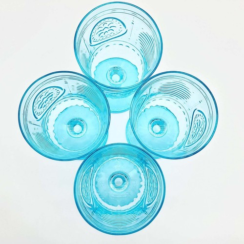 Bormioli Rocco Water Goblets Wine Glasses Victorian Light Blue Set Of 4 Italy - Picture 4 of 5