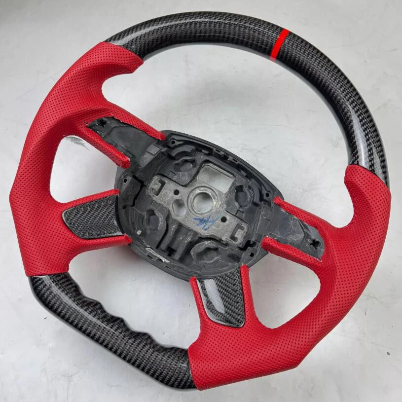 For Audi A6 A7 A8 S8 11-17 Steering Wheel Frame Heated+RED Leather+Carbon Fiber - Изображение 4 из 4