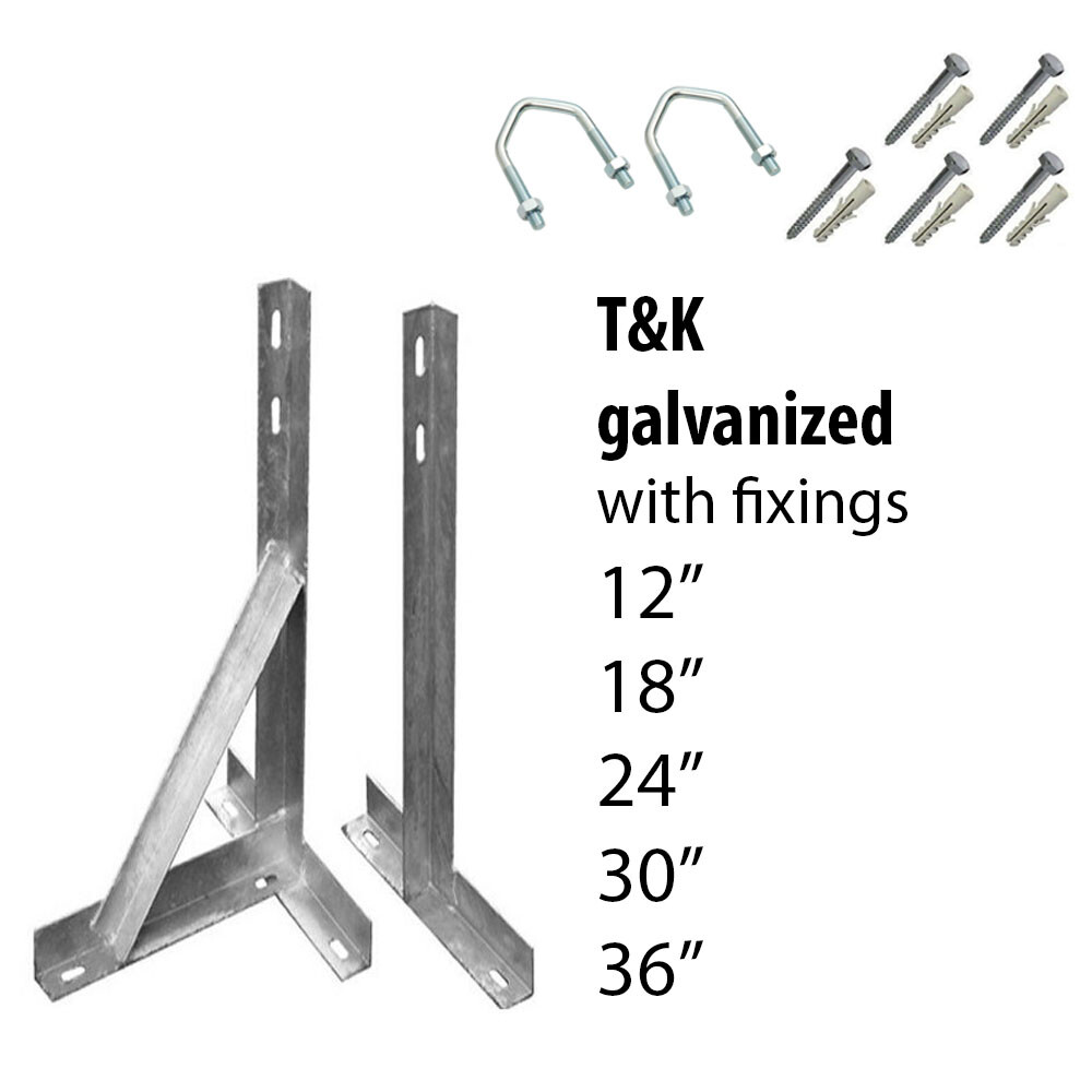 Wall T&K Bracket Aerial Radio Satellite Pole Fixings 12" 18" 24" 36