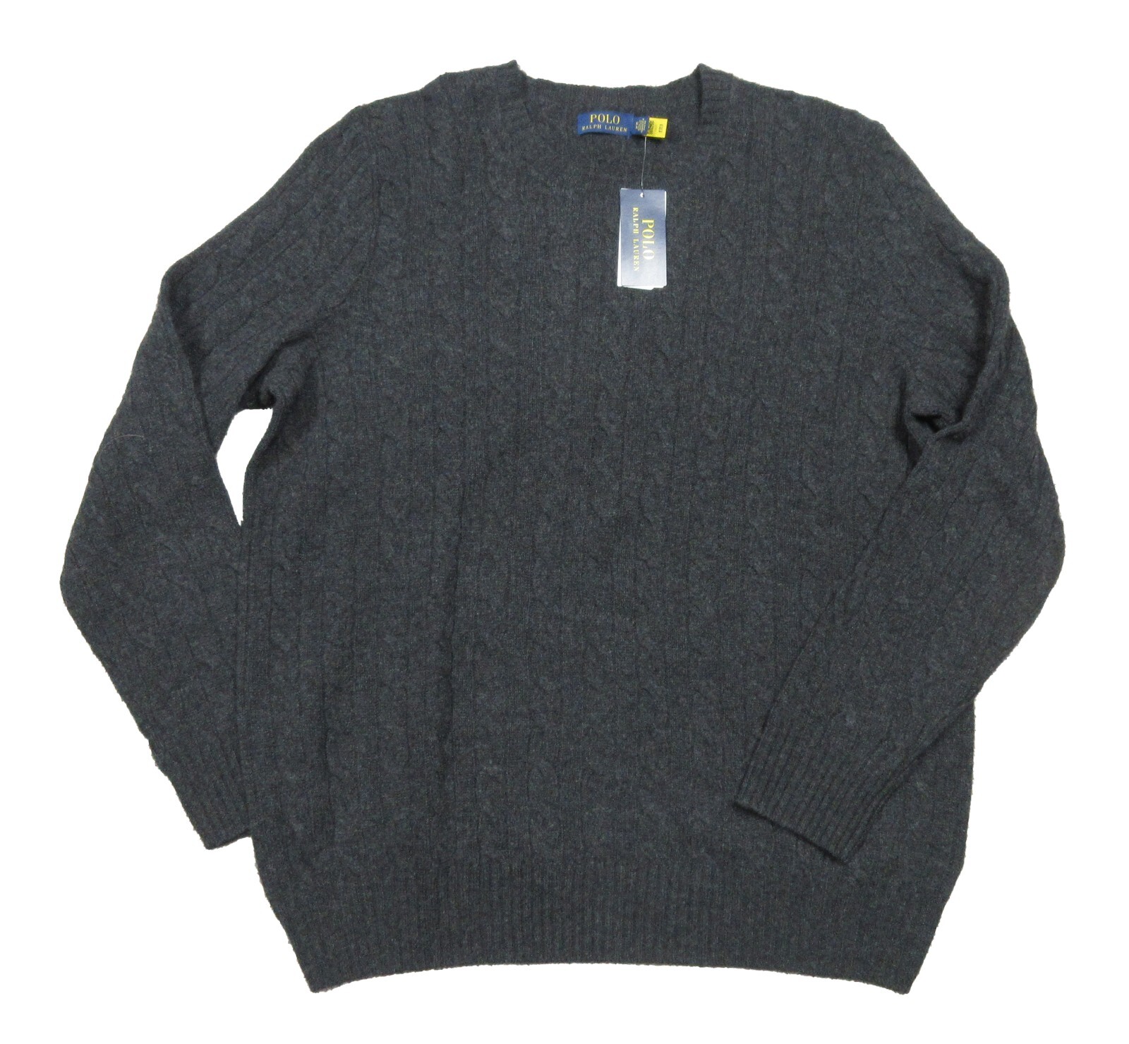 Polo Ralph Lauren Big u0026amp; Tall Grey Cable Knit Wool Cashmere Pullover  Sweater | eBay