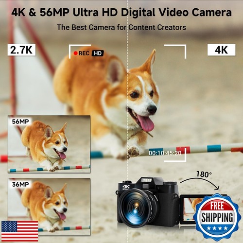 4K Digital Camera for Photography Autofocus 56MP 16X Digital Zoom with WiFi 3 - Picture 2 of 5