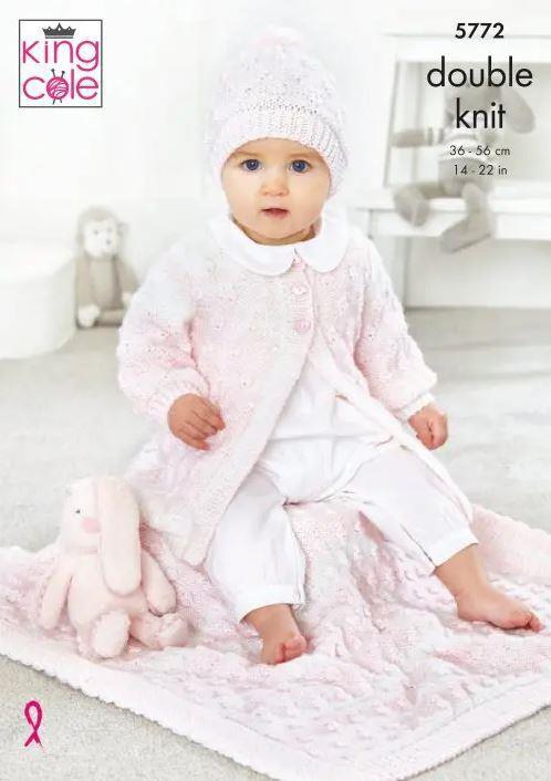 Cardigan, Hat and Blanket in King Cole Baby Pure DK (5772) - Image 2