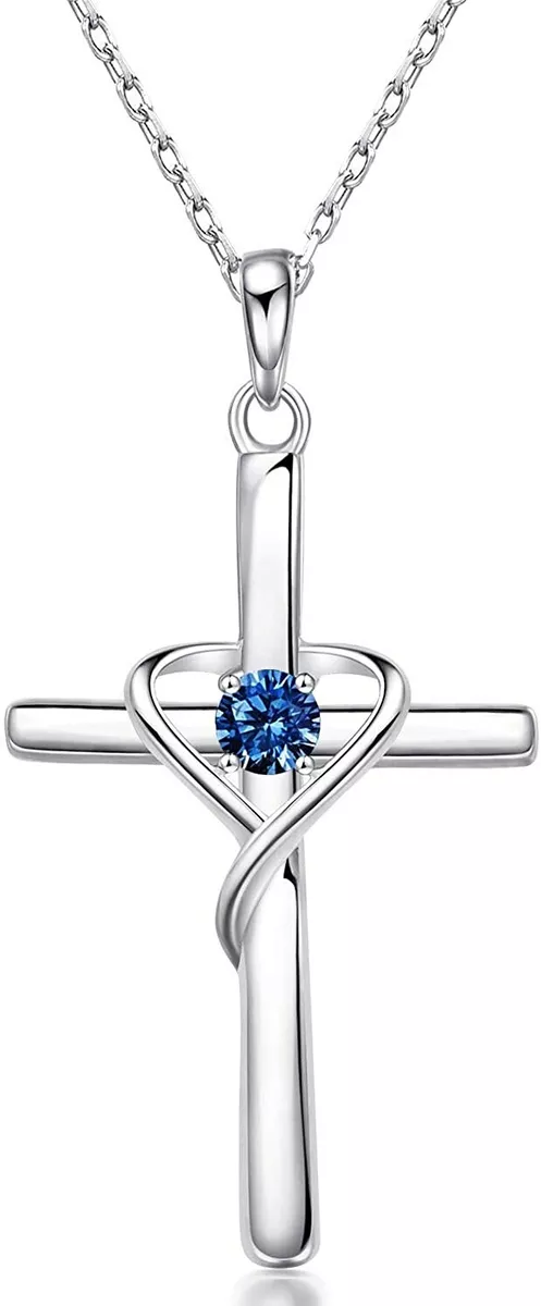 September birthstone cross sale necklace