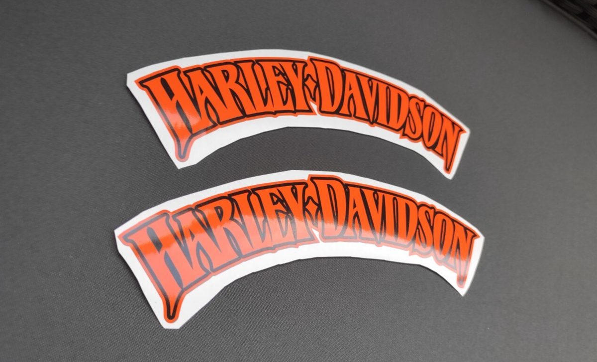 Harley-Davidson orange gas tank decal set of 2 stickers kit 8,3x2