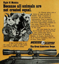 1974 Vintage Print Ad Weaver Scopes The Great American Scope All-Steel K Models