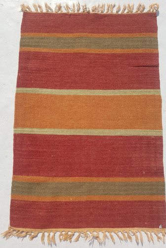 Vintage Traditional Handcrafted Beautiful Striped Rug for Home Décor 96x64 cm