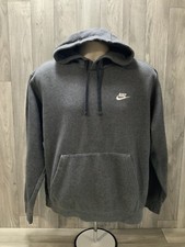 Vintage Gray Nike Small Swoosh Embroidered Essential Hoodie Size Large