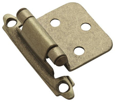 Burnished Brass Variable Overlay Face Frame Mount Self-Closing Cabinet Hinge - p
