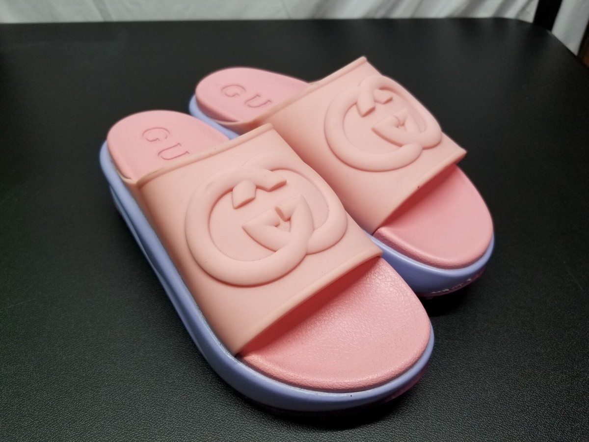 GUCCI Miami Women's Interlocking G Platform Slide Sandal Shoes Sz 39 US