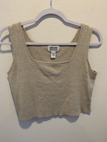 Chico’s Design Womens Sleeveless Croped Length Cami/Shell Top Size 1 - 第 1/6 張圖片