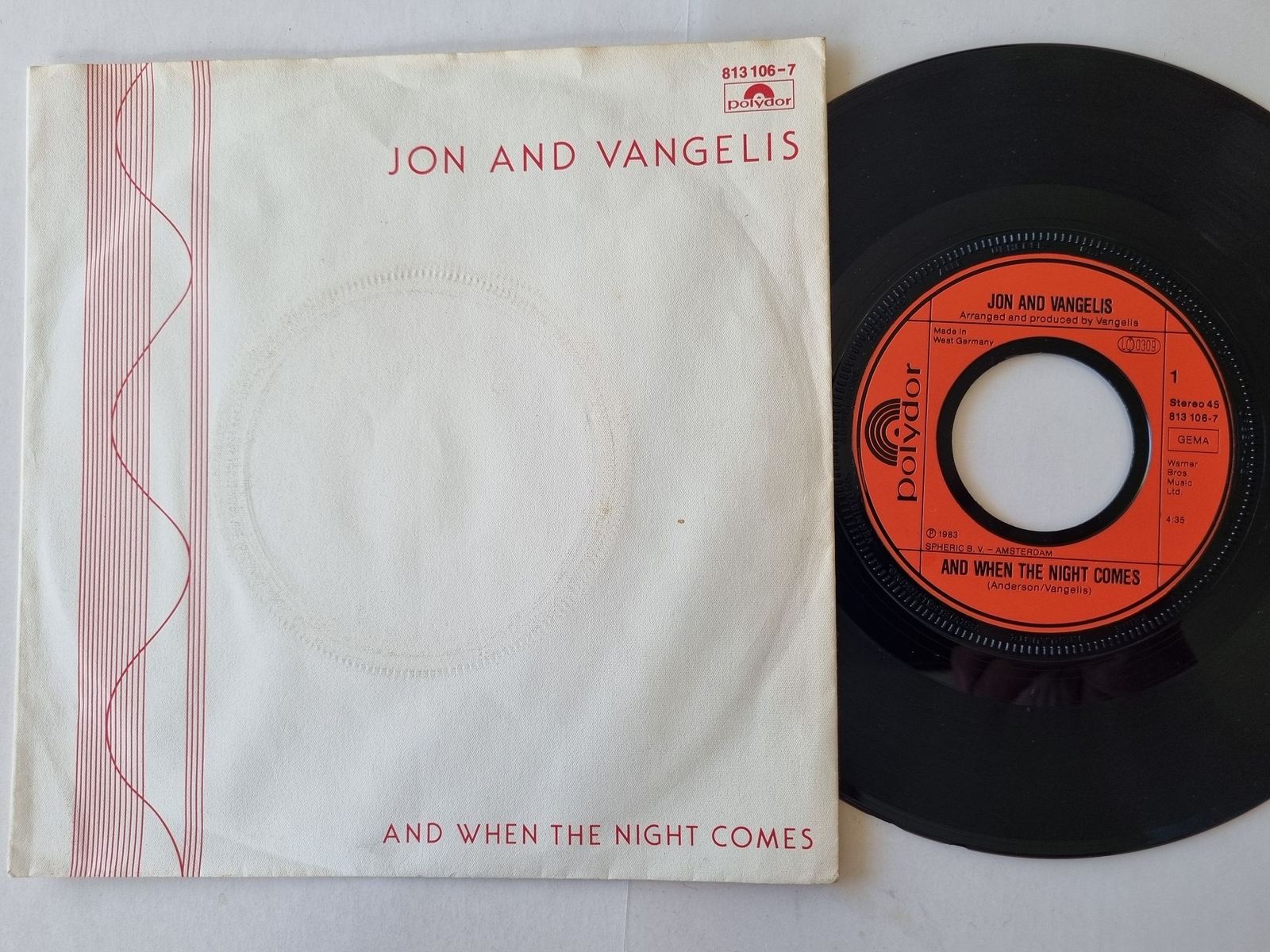 Jon and Vangelis - And when the night comes 7'' Vinyl Germany