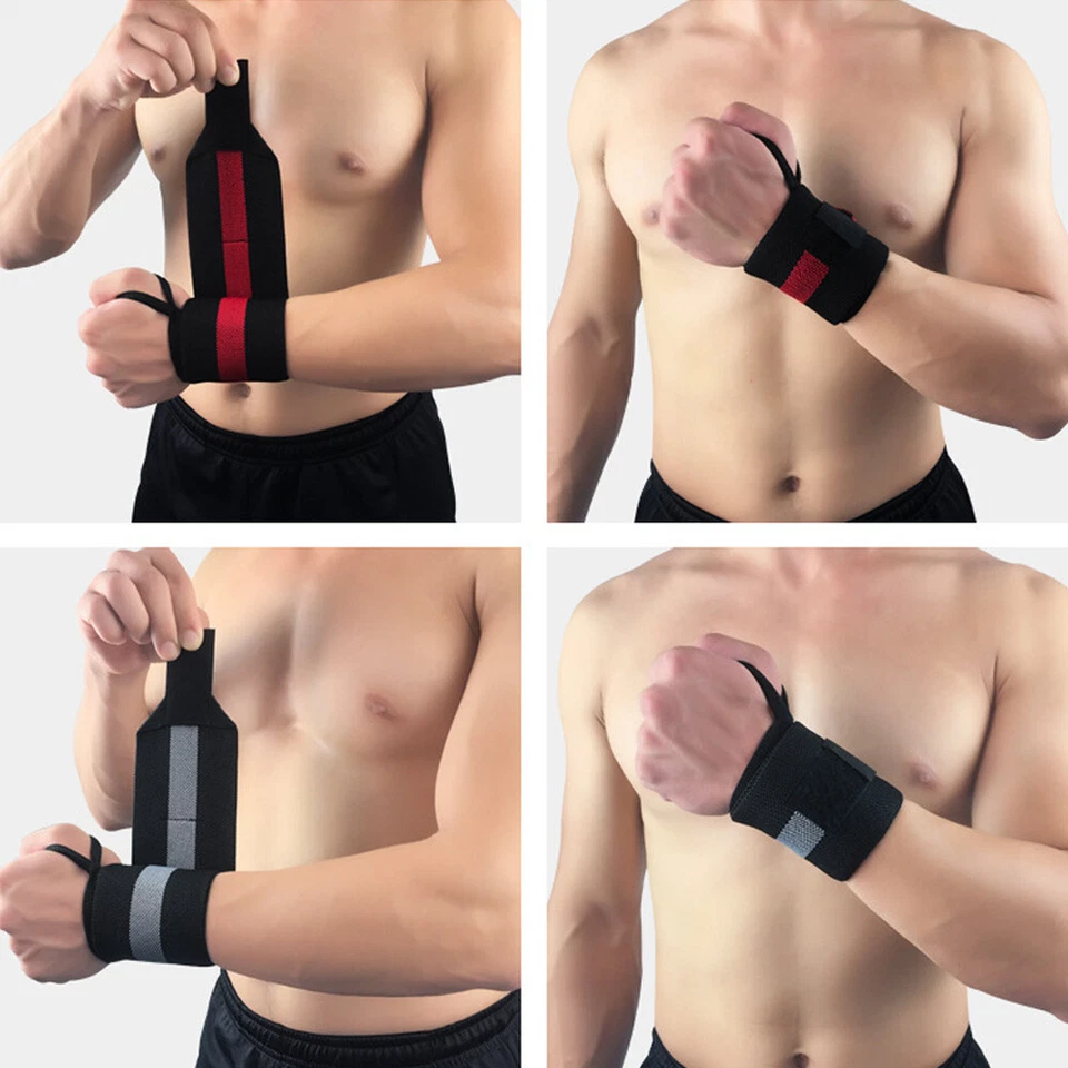 Men Sports Striped Fitness Wristband Bandages Bracers Support Gym Weightlifting - Image 4 of 4
