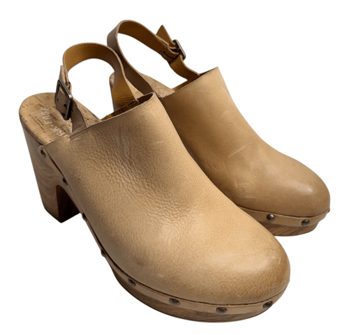 Kork Ease Clogs Womens Size 10 Tan Leather Block Heel Slingback Platform Shoes