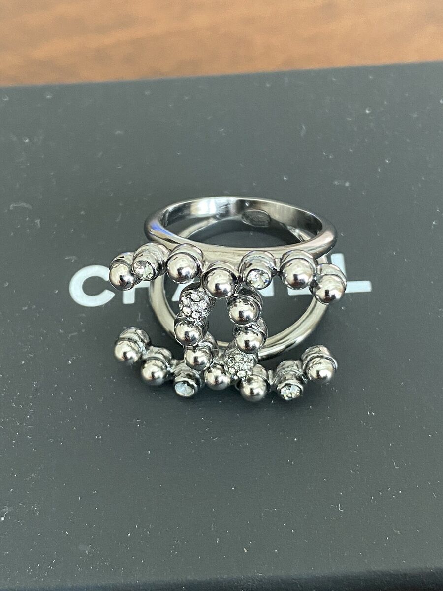 NIB 23C authentic Chanel Classic CC Logo Silver Crystal NIB 23C authentic Chanel Classic CC Logo Silver Crystal