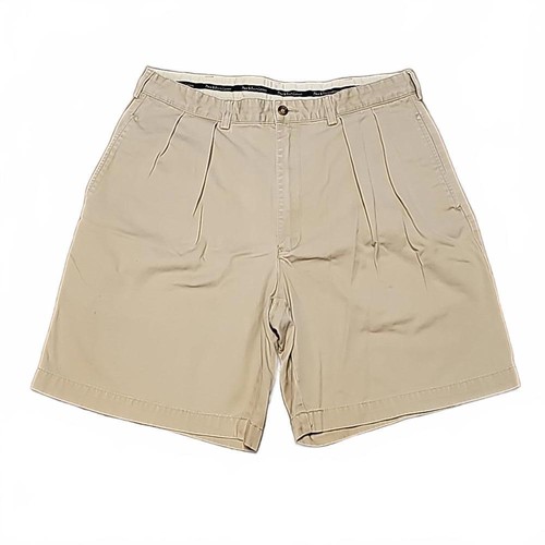Vintage Polo Ralph Lauren Tyler kurze khaki plissierte Baumwollshorts für Herren Größe 35