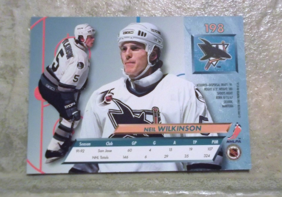 199293 Fleer Ultra Neil Wilkinson San Jose Sharks No 198 Hockey eBay