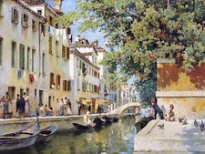 CANAL IN VENICE F. Campo people doves Tile Mural Kitchen Backsplash Ceramic 10x8