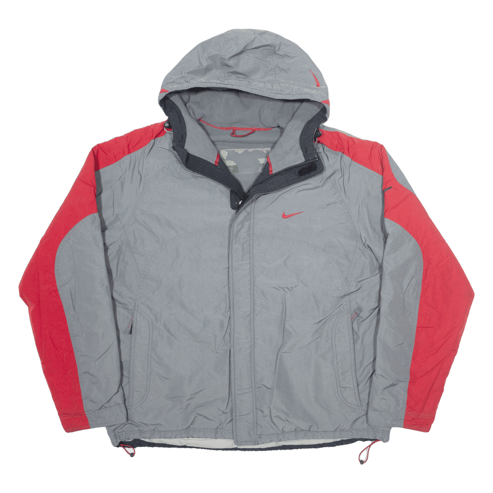 NIKE Fleece Lined Insulated Rain Jacket Grey Nylon Mens XL | eBay