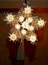 Merry Bright 6.5" Silver Garland Christmas Star w/Steady Burning Clear Lights